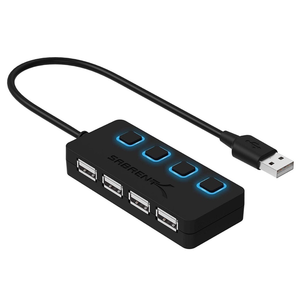 NIB 4-Port USB Data Hub w/ LED Power Switches for Mac & PC (HB-UMLS)